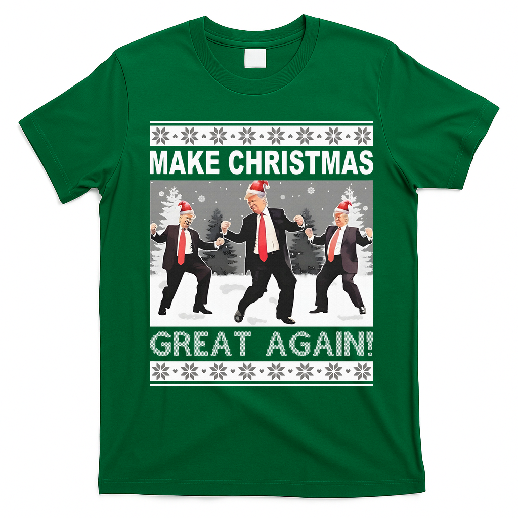 Make Christmas Great Again Trump Dancing T-Shirt - Irish Green