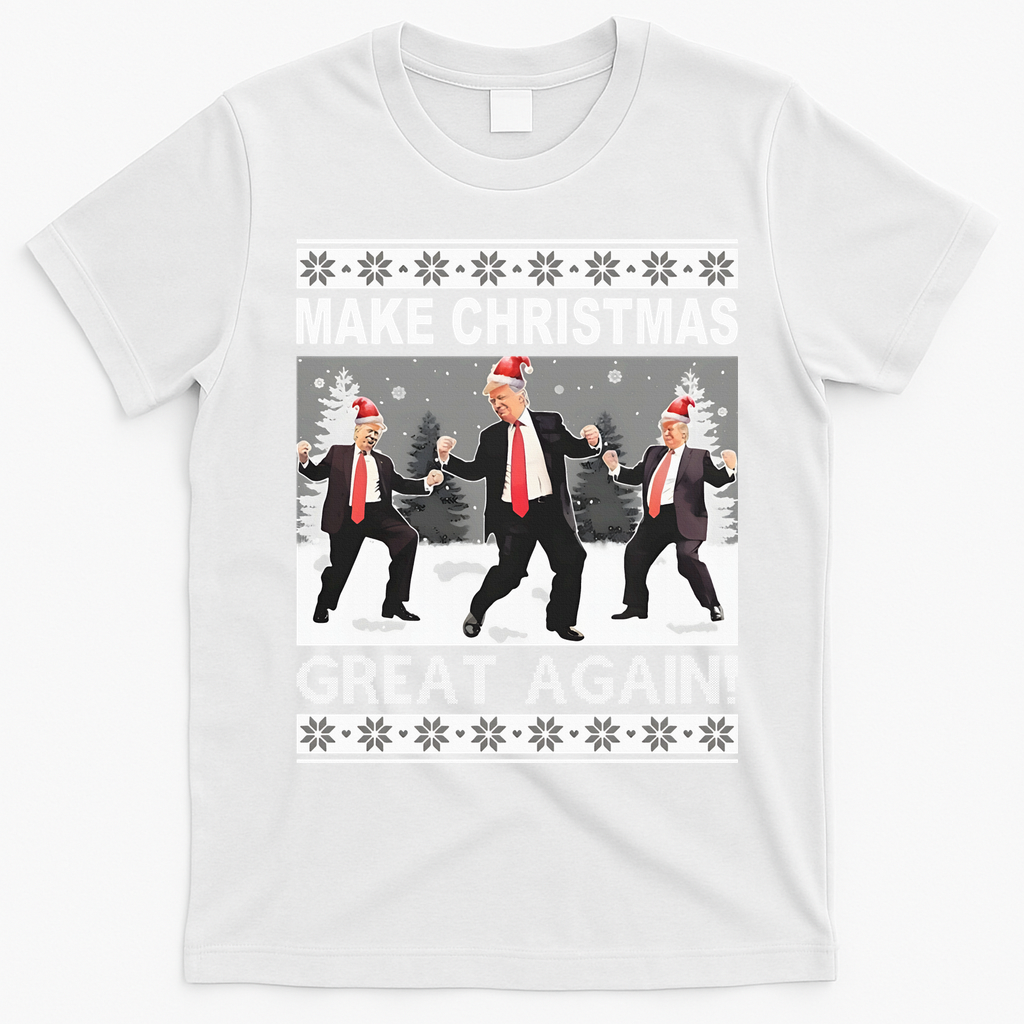 Make Christmas Great Again Trump Dancing T-Shirt - White