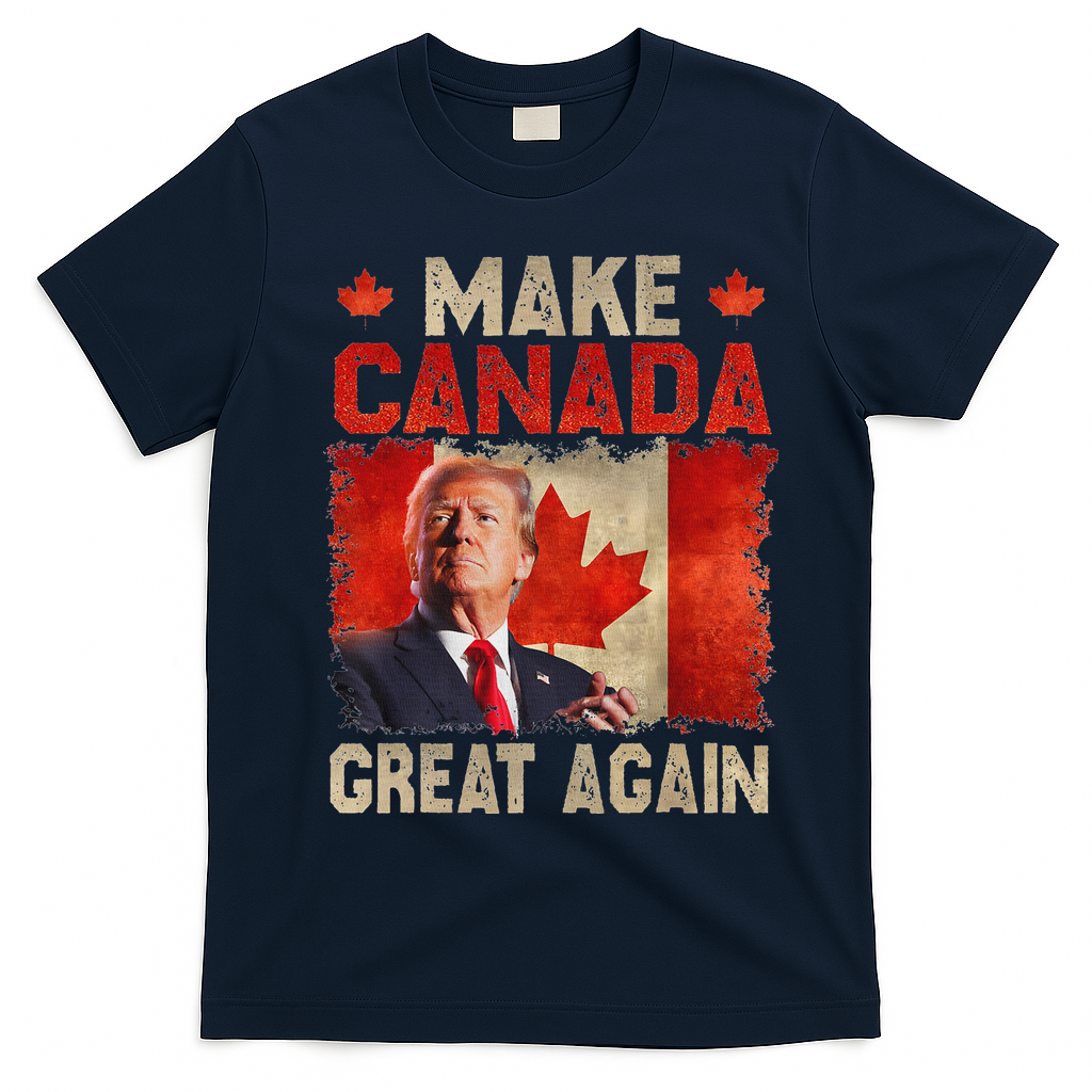 Make Canada Great Again Funny Trump President 2024 T-Shirt - Navy Blue