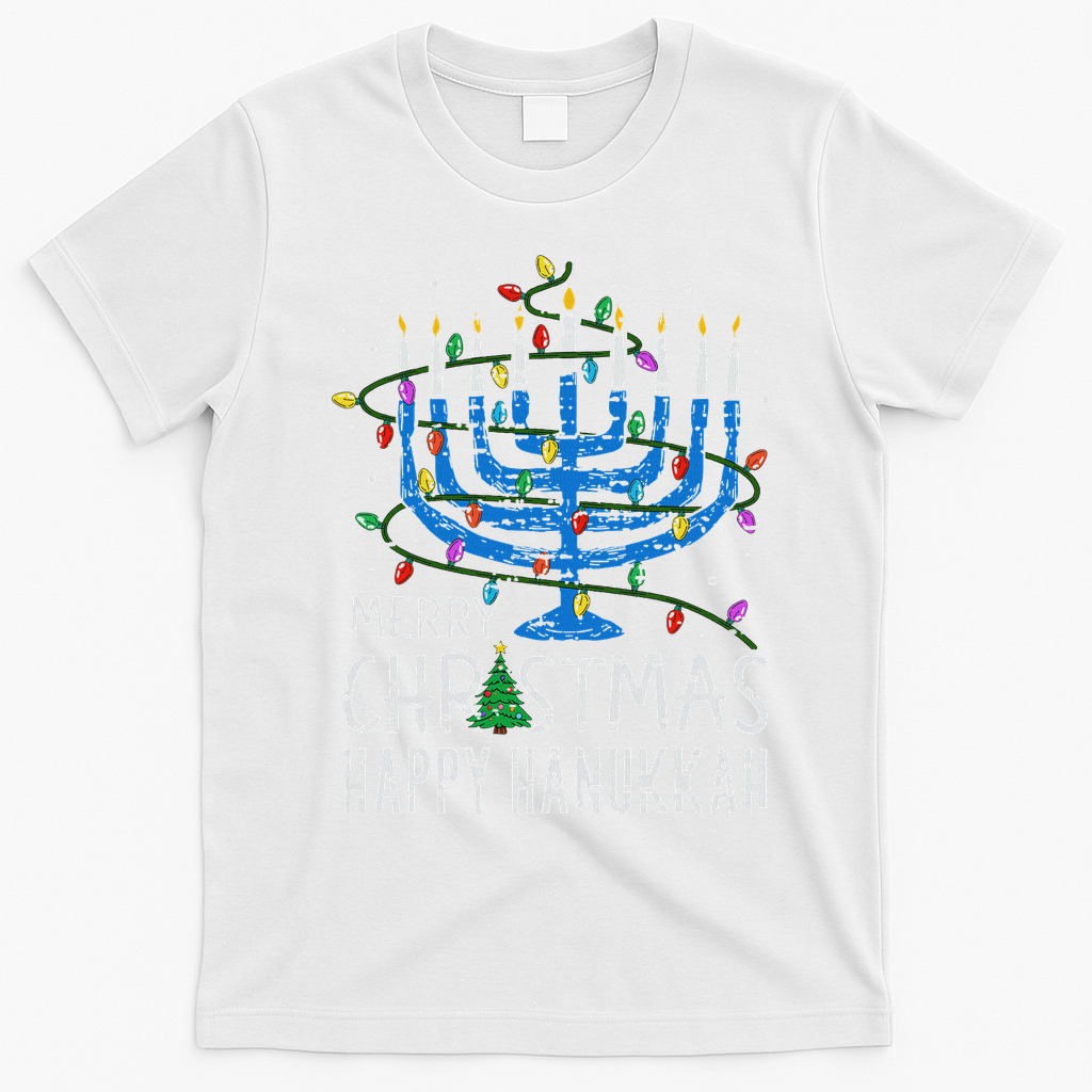 Merry Chrismukkah Happy Christmas Hanukkah Chanukah Jewish T-Shirt - White