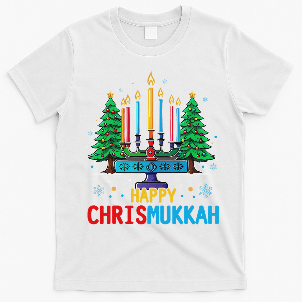 Merry Chrismukkah Happy Christmas Hanukkah T-Shirt - White