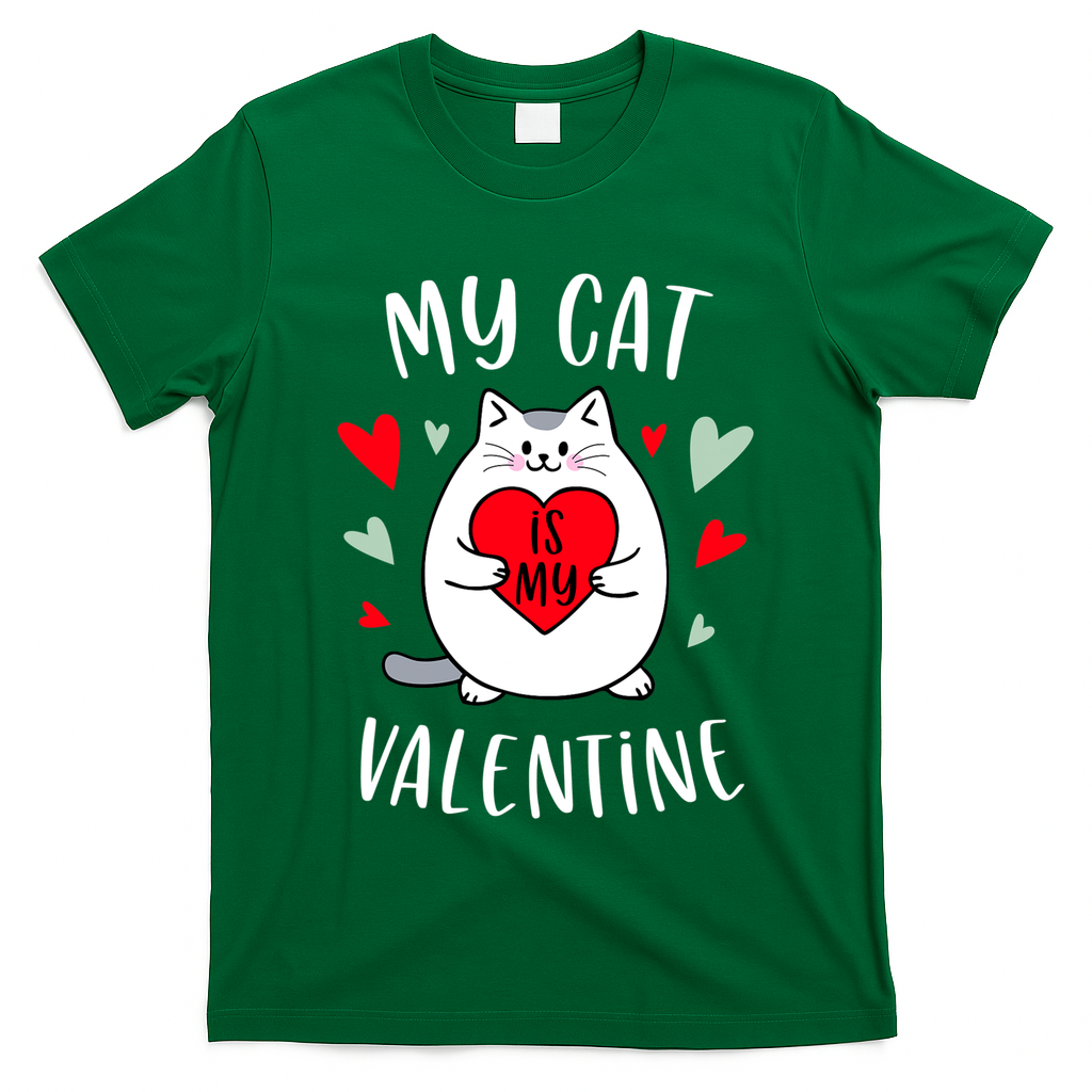 My Cat Is My Valentine Kitten Lover Heart Valentines Day T-Shirt