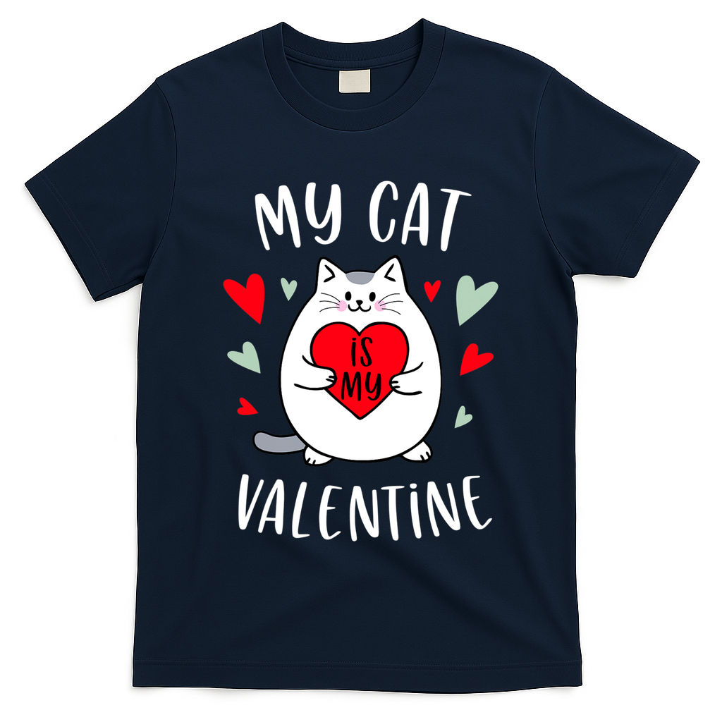My Cat Is My Valentine Kitten Lover Heart Valentines Day T-Shirt