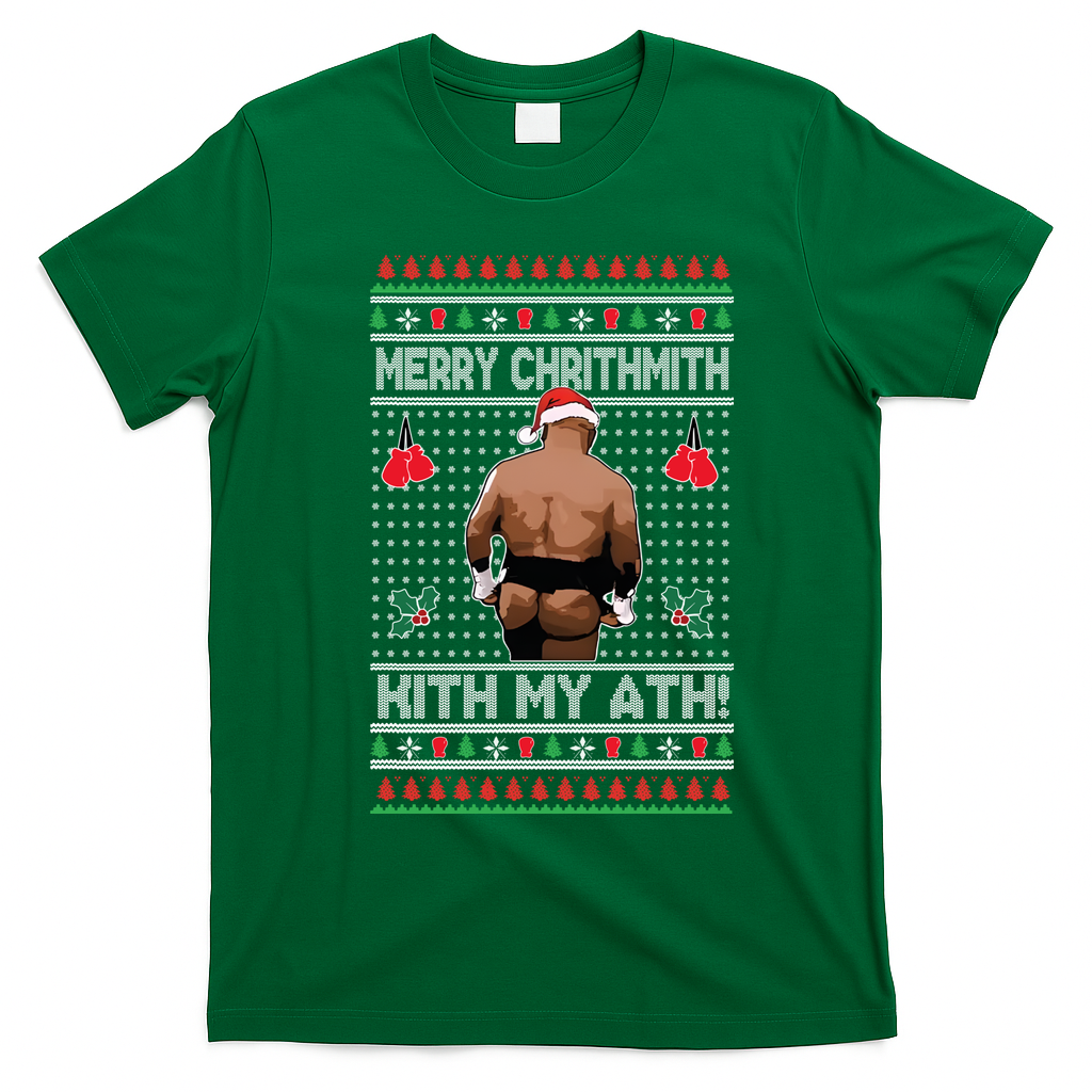 Merry Chrithmith Kith My Ath Christmas Mike Tyson T-Shirt - Irish Green