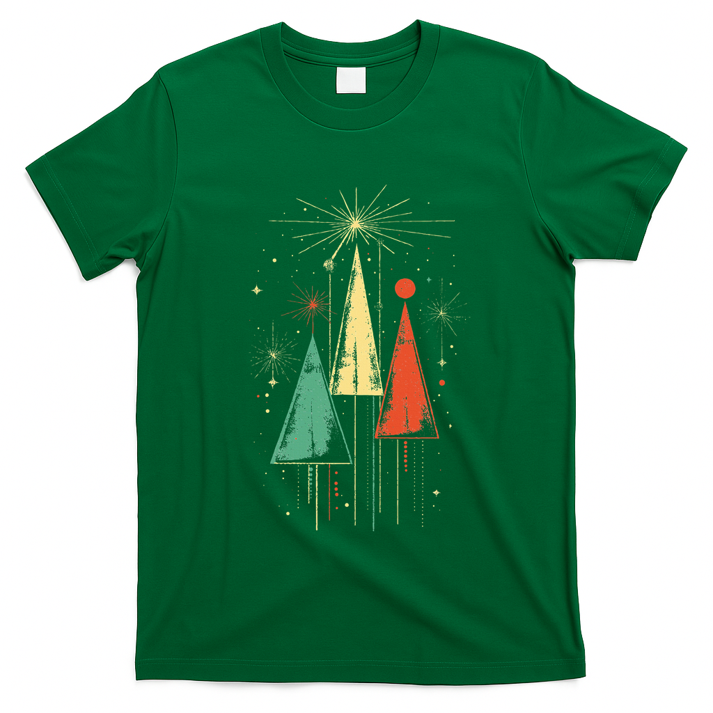 Mid Century Modern Christmas T-Shirt - Irish Green