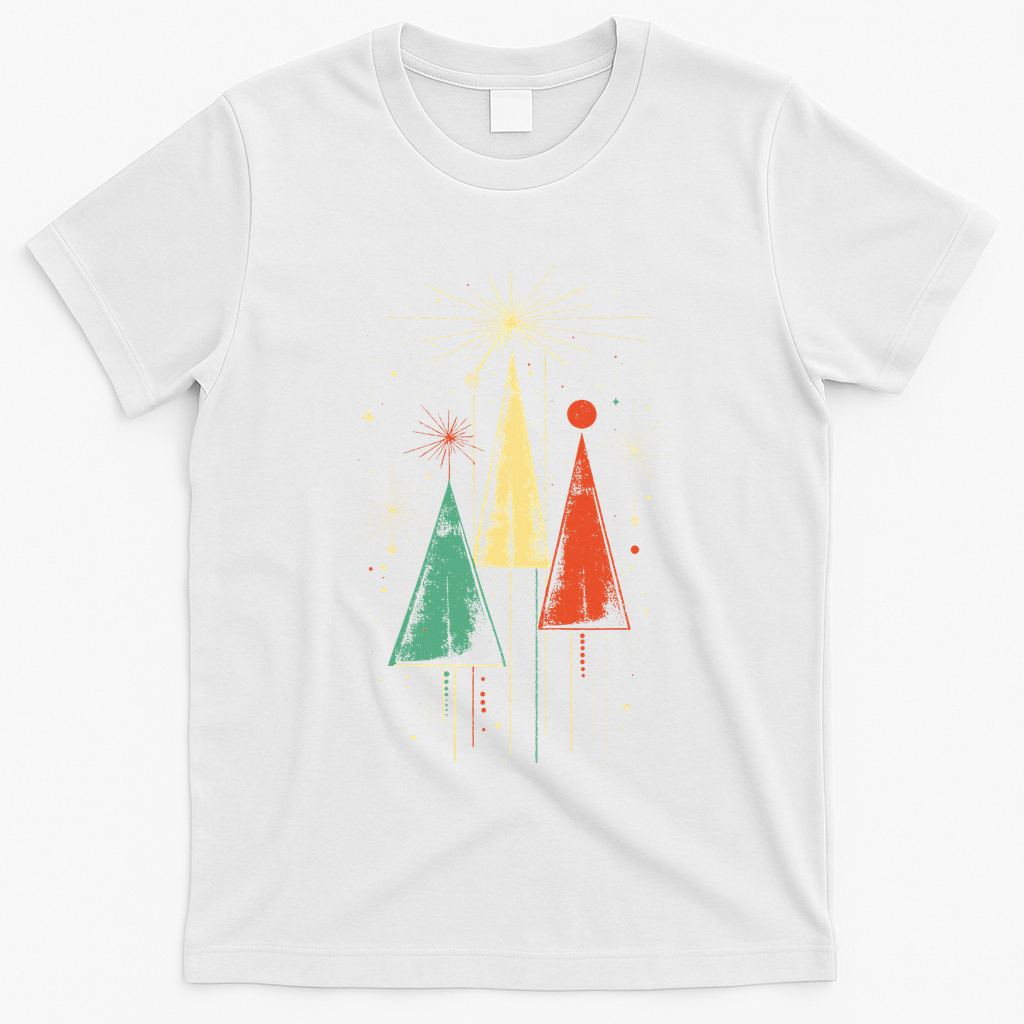 Mid Century Modern Christmas T-Shirt - White