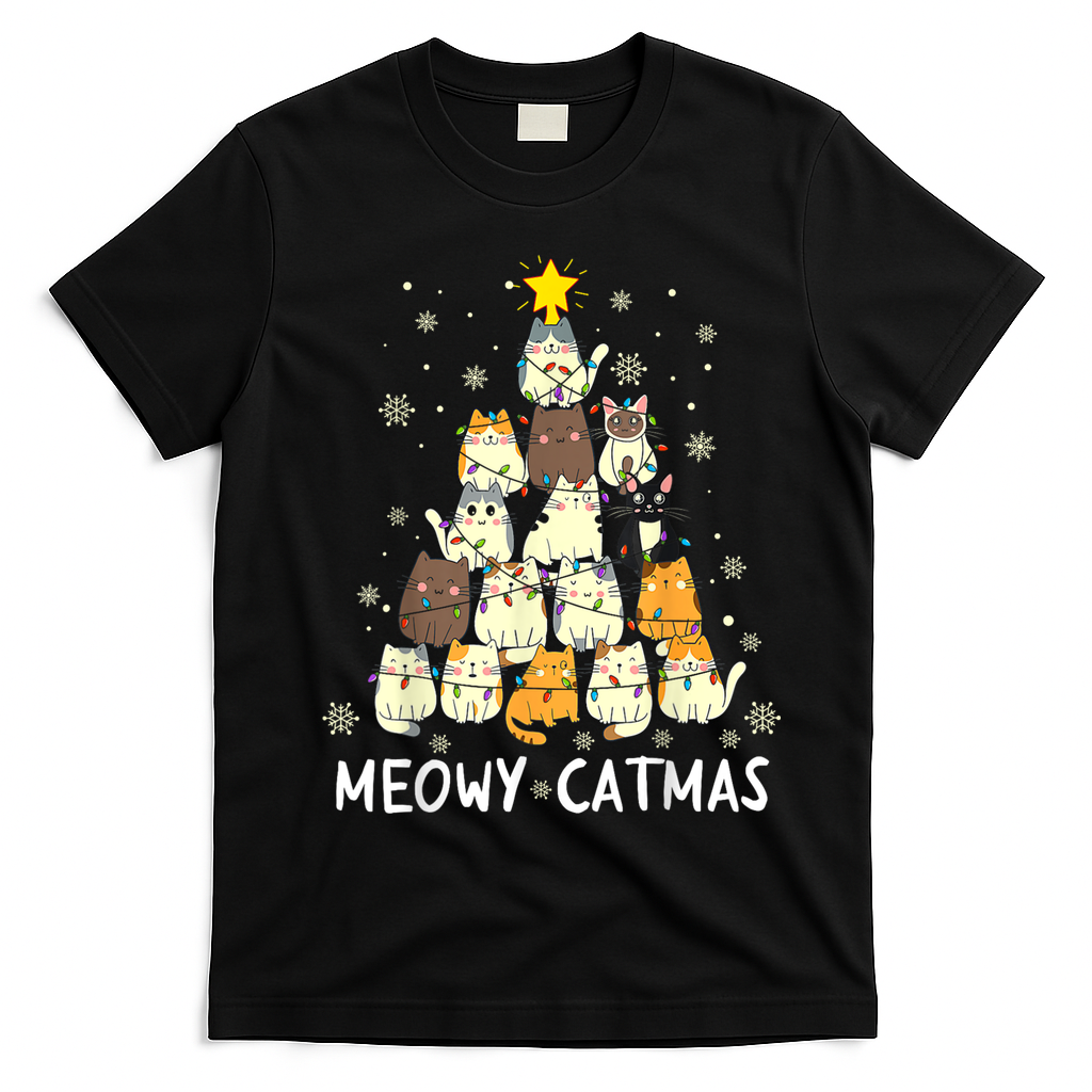 Meowy Catmas T-Shirt - Black