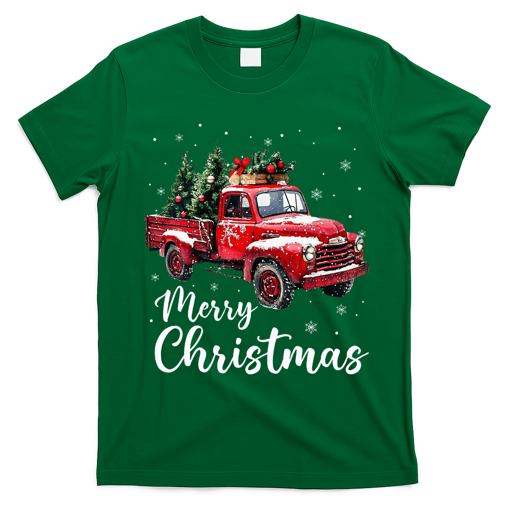 Merry Christmas Red Truck Family Matching Christmas Pajama T-Shirt - Irish Green