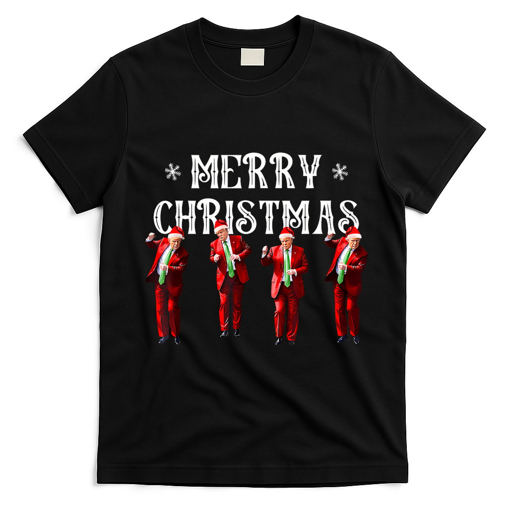 Merry Christmas Trump Pajamas Holiday T-Shirt - Black