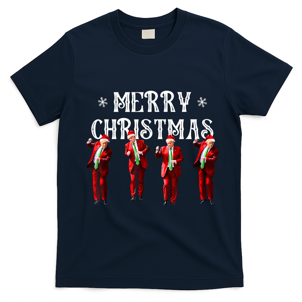 Merry Christmas Trump Pajamas Holiday T-Shirt - Navy Blue