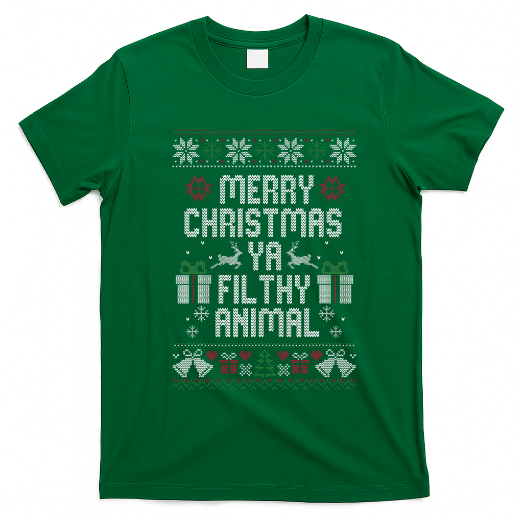 Merry Christmas Ya Filthy Animal Ugly T-Shirt - Irish Green