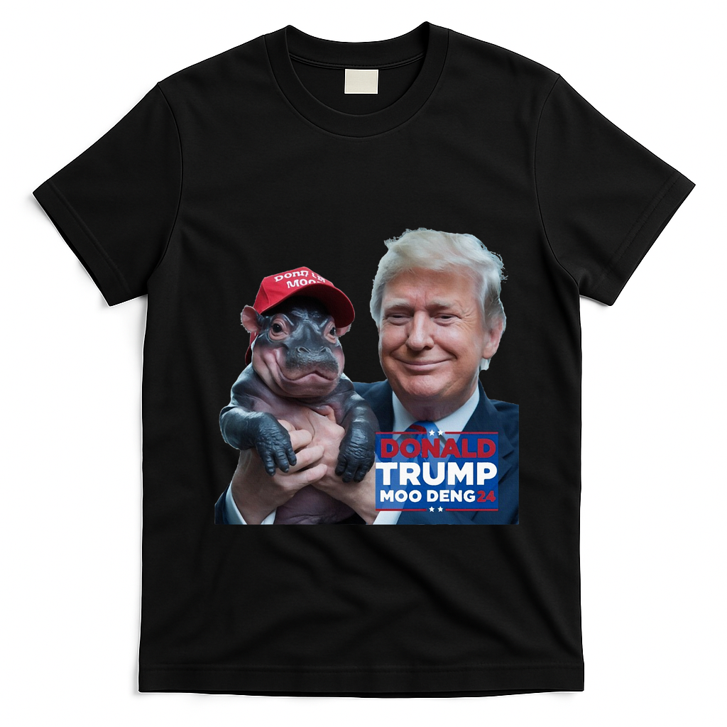 Moo Deng Trump And The HippoS Campaign Journey T-Shirt - Black