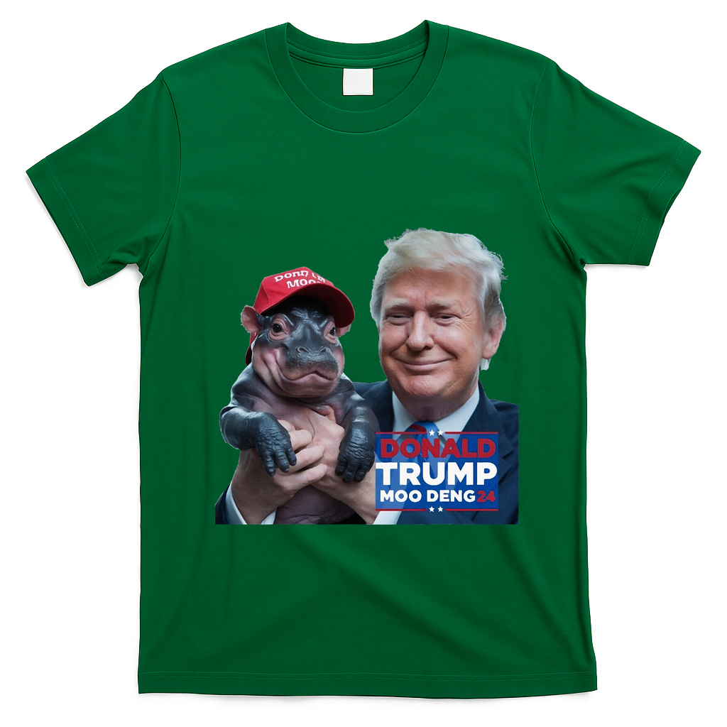 Moo Deng Trump And The HippoS Campaign Journey T-Shirt - Irish Green
