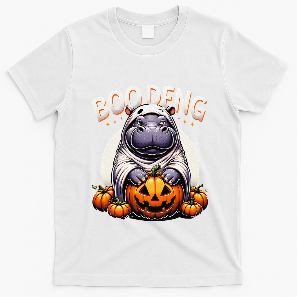 Moo Deng Baby Hippo Moo Deng Costume For Boo Deng Halloween T-Shirt - White