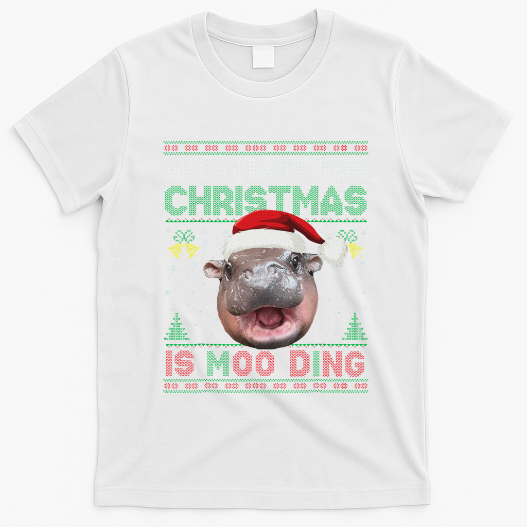 Moo Deng Christmas All I Want For Christmas Is Moo Deng T-Shirt - White