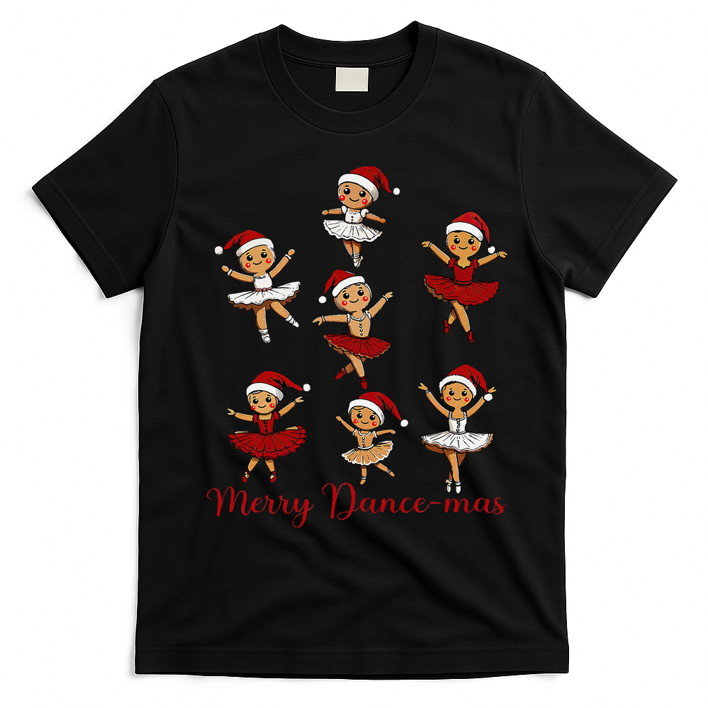 Merry Dancemas Gingerbread Dancer Ballet Christmas T-Shirt - Black