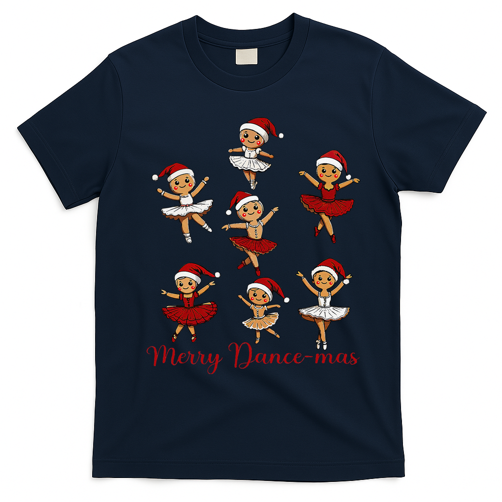 Merry Dancemas Gingerbread Dancer Ballet Christmas T-Shirt - Navy Blue