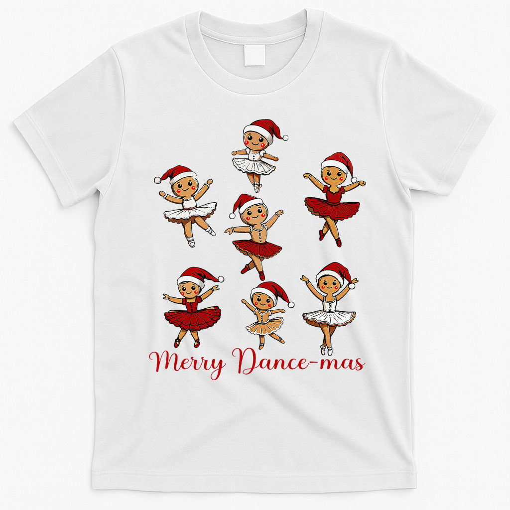 Merry Dancemas Gingerbread Dancer Ballet Christmas T-Shirt - White