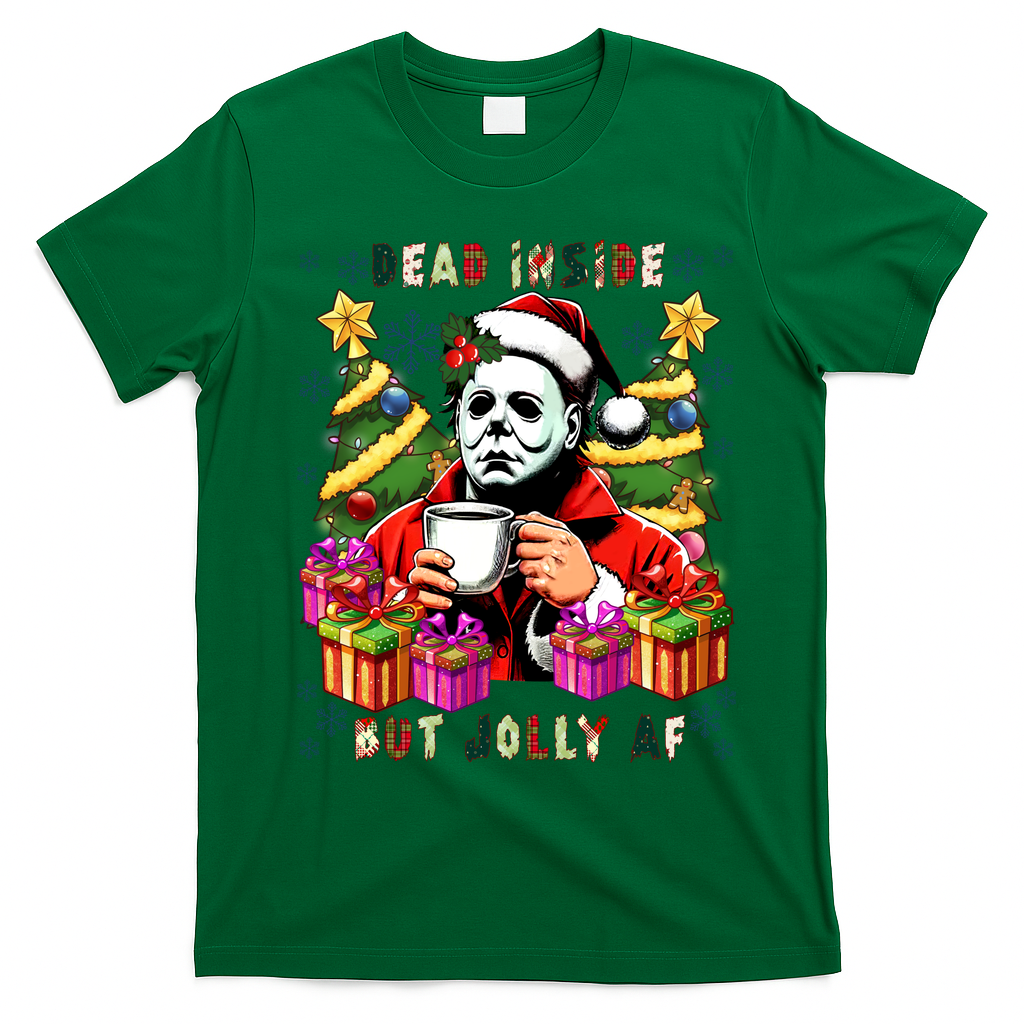 Myers Dead Inside But Jolly Af Myers Christmas Tree T-Shirt - Irish Green