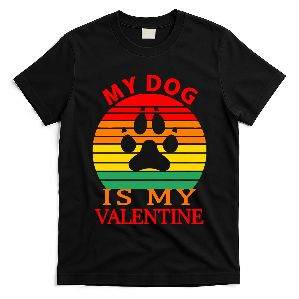 My Dog Is My Valentine Retro T-Shirt