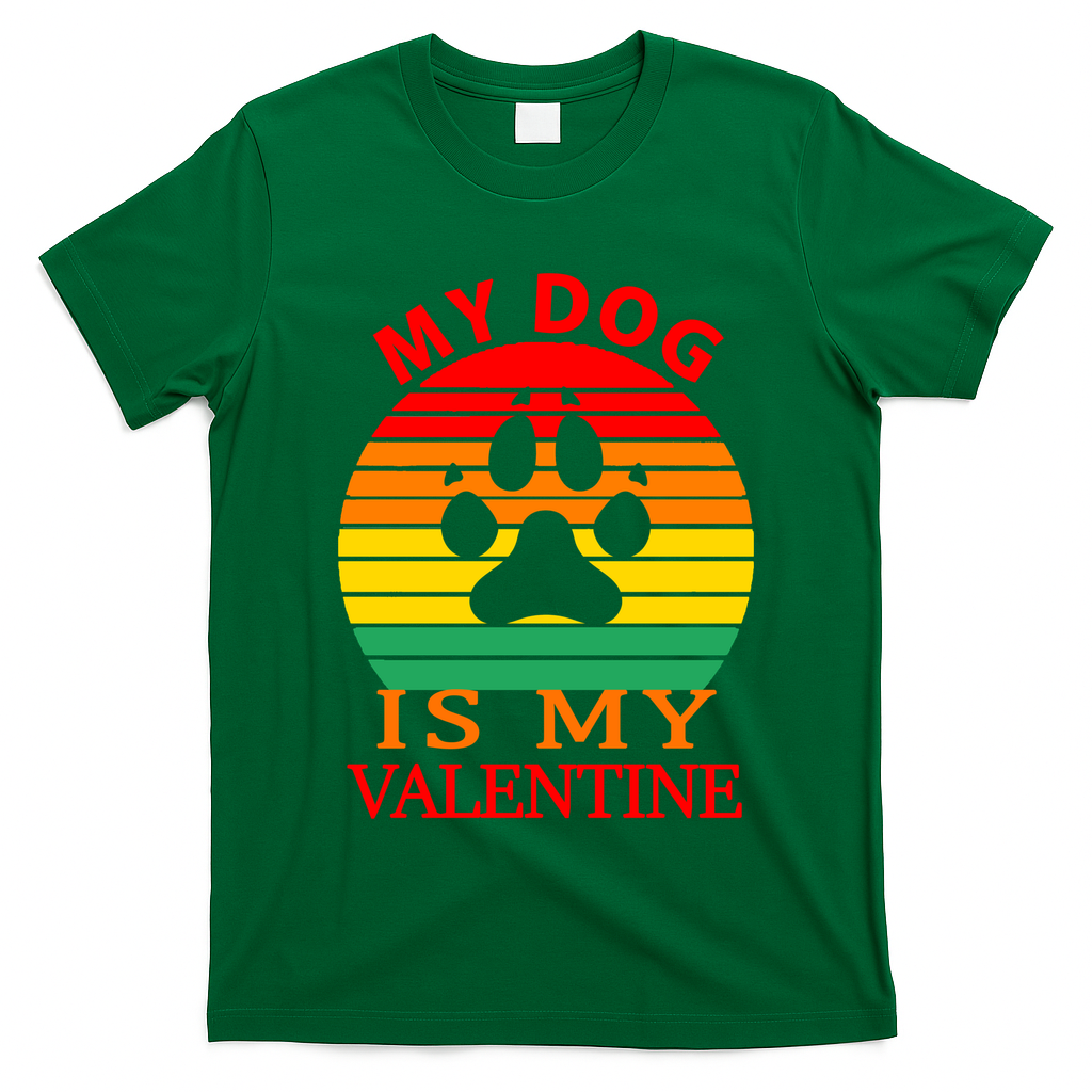My Dog Is My Valentine Retro T-Shirt