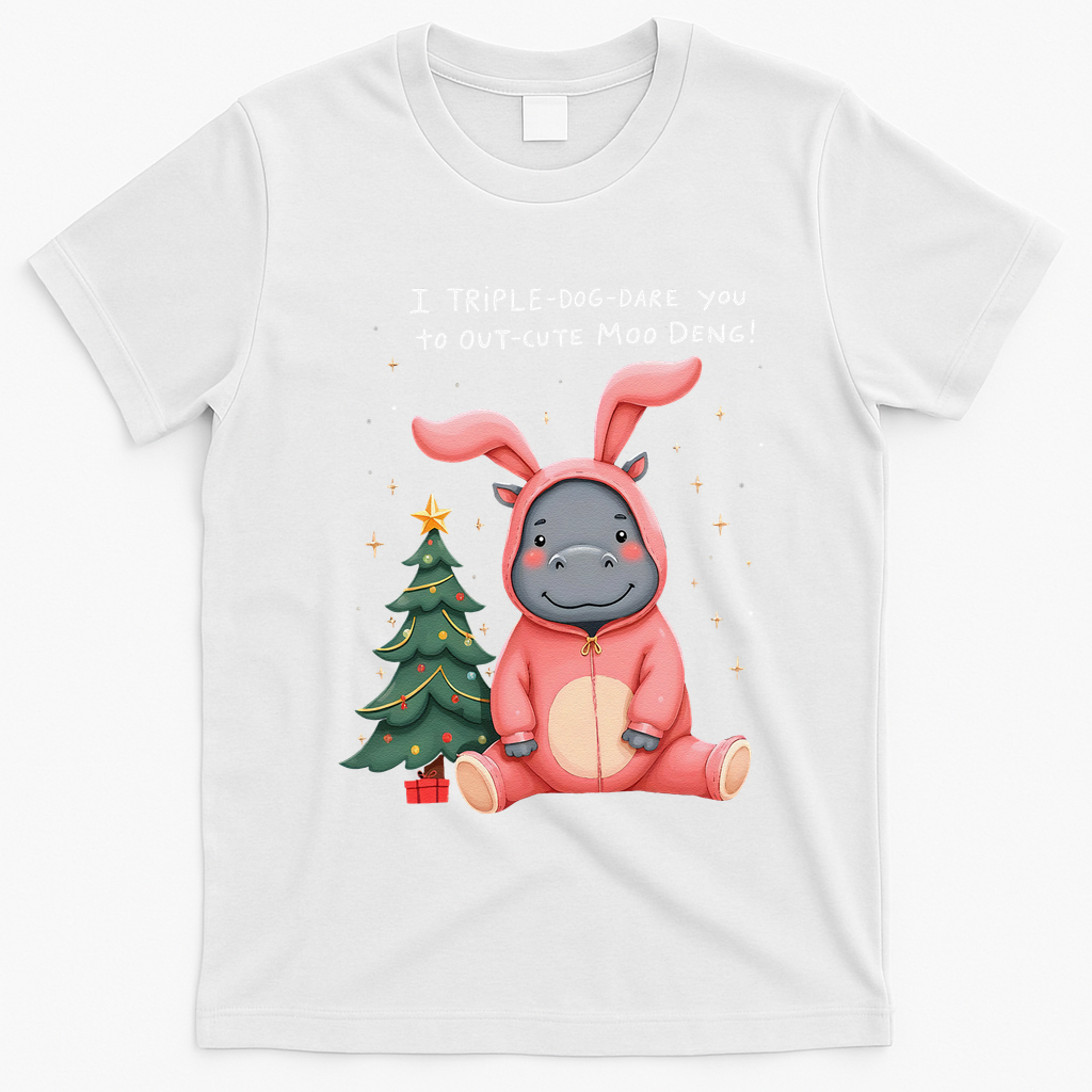 Moo Deng Xmas Story Pin.K Bunny Pajamas T-Shirt - White