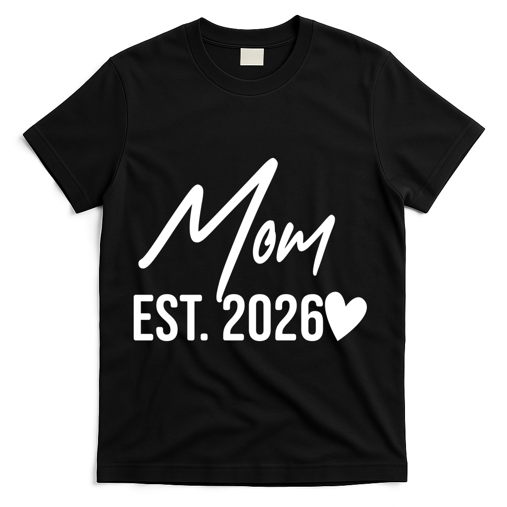Mom EST 2026 T-Shirt - Black