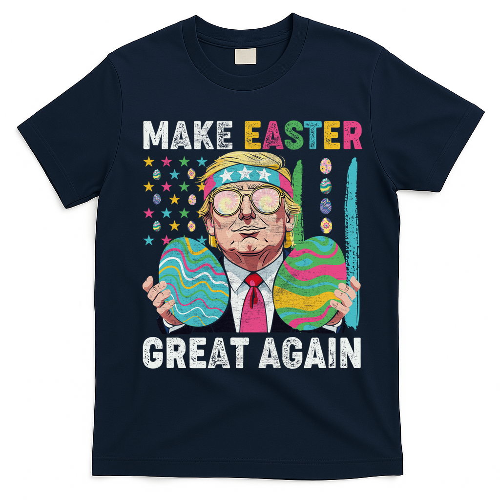 Make Easter Great Again Trump Bunny Spring Hunt Eggs T-Shirt - Navy Blue