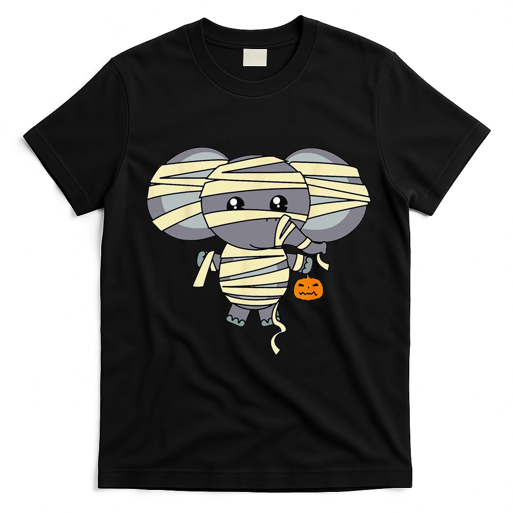 Mummy Elephant Trick Or Treating Costume Cute Halloween Gift T-Shirt - Black
