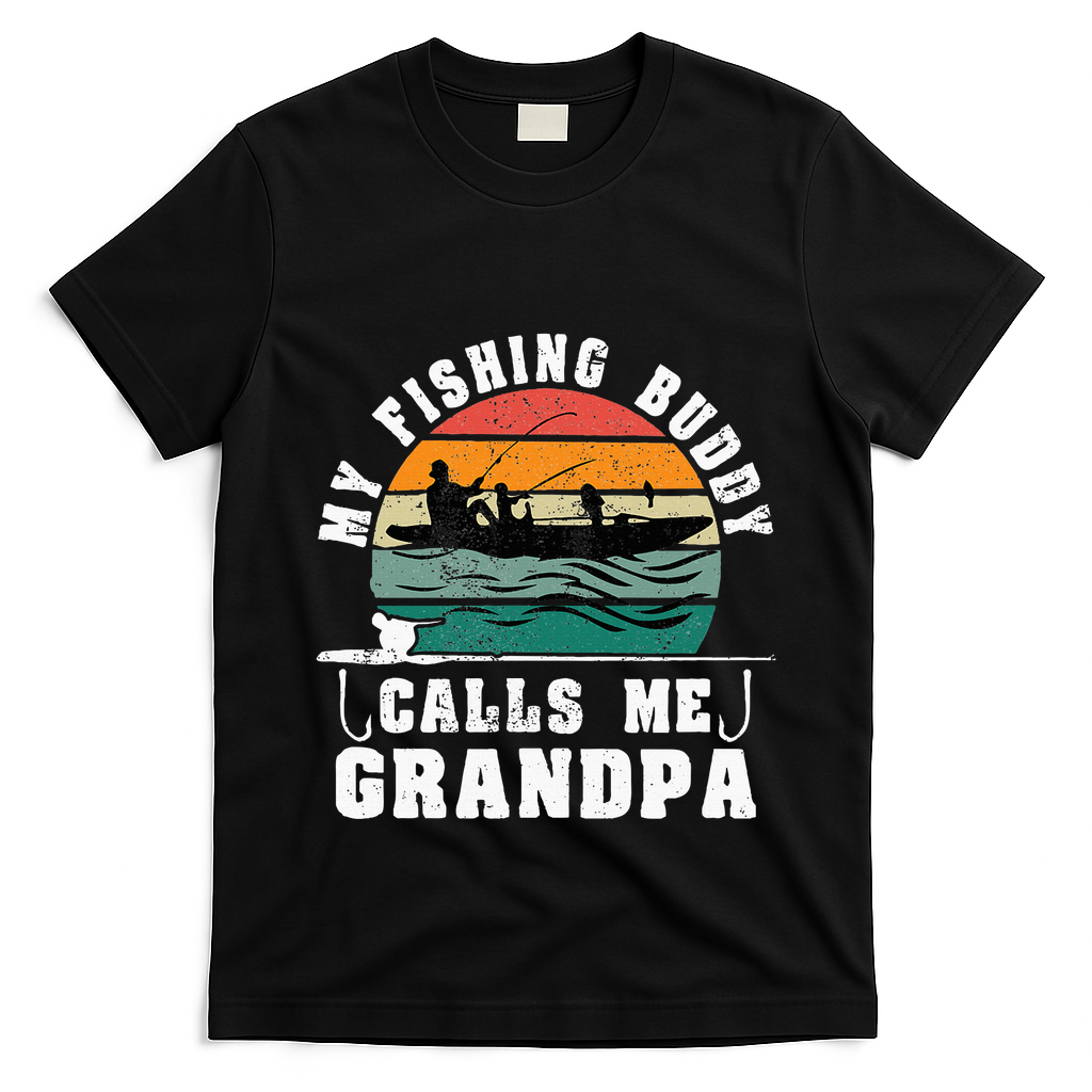 My Fishing Buddy Calls Me Grandpa Vintage Fishing Fisherman T-Shirt