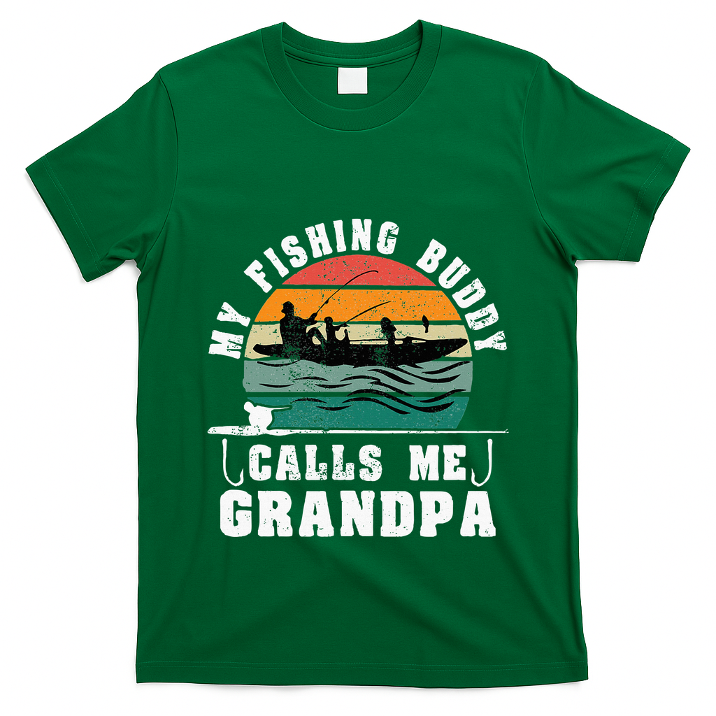 My Fishing Buddy Calls Me Grandpa Vintage Fishing Fisherman T-Shirt