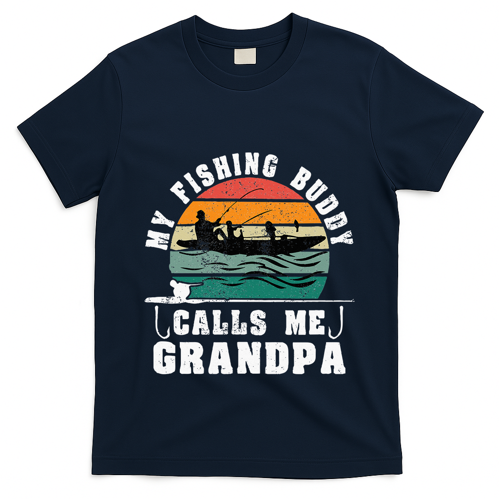 My Fishing Buddy Calls Me Grandpa Vintage Fishing Fisherman T-Shirt