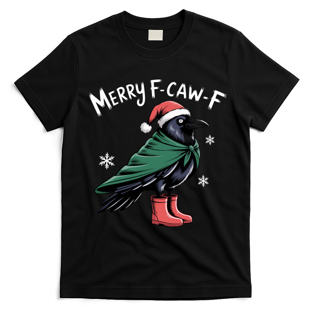 Merry F-Caw-F Christmas! T-Shirt - Black