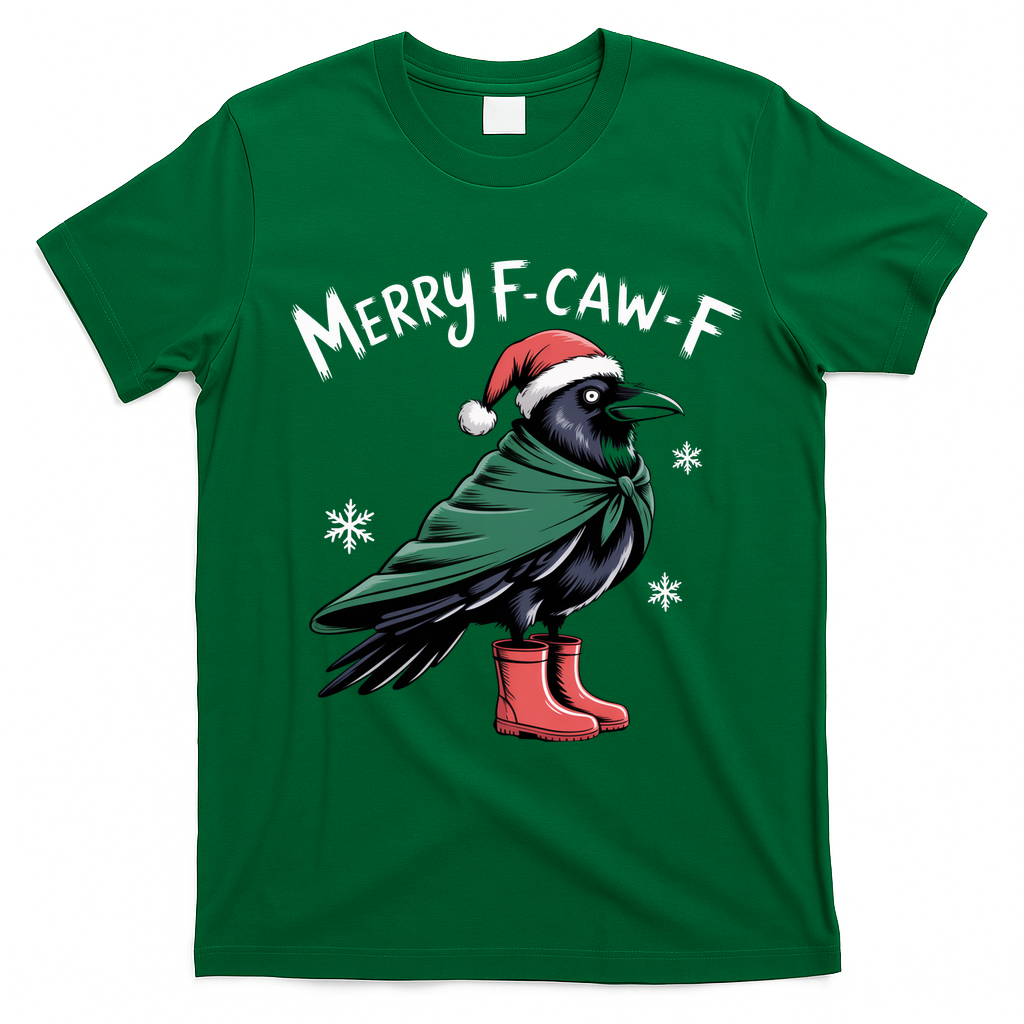 Merry F-Caw-F Christmas! T-Shirt - Irish Green