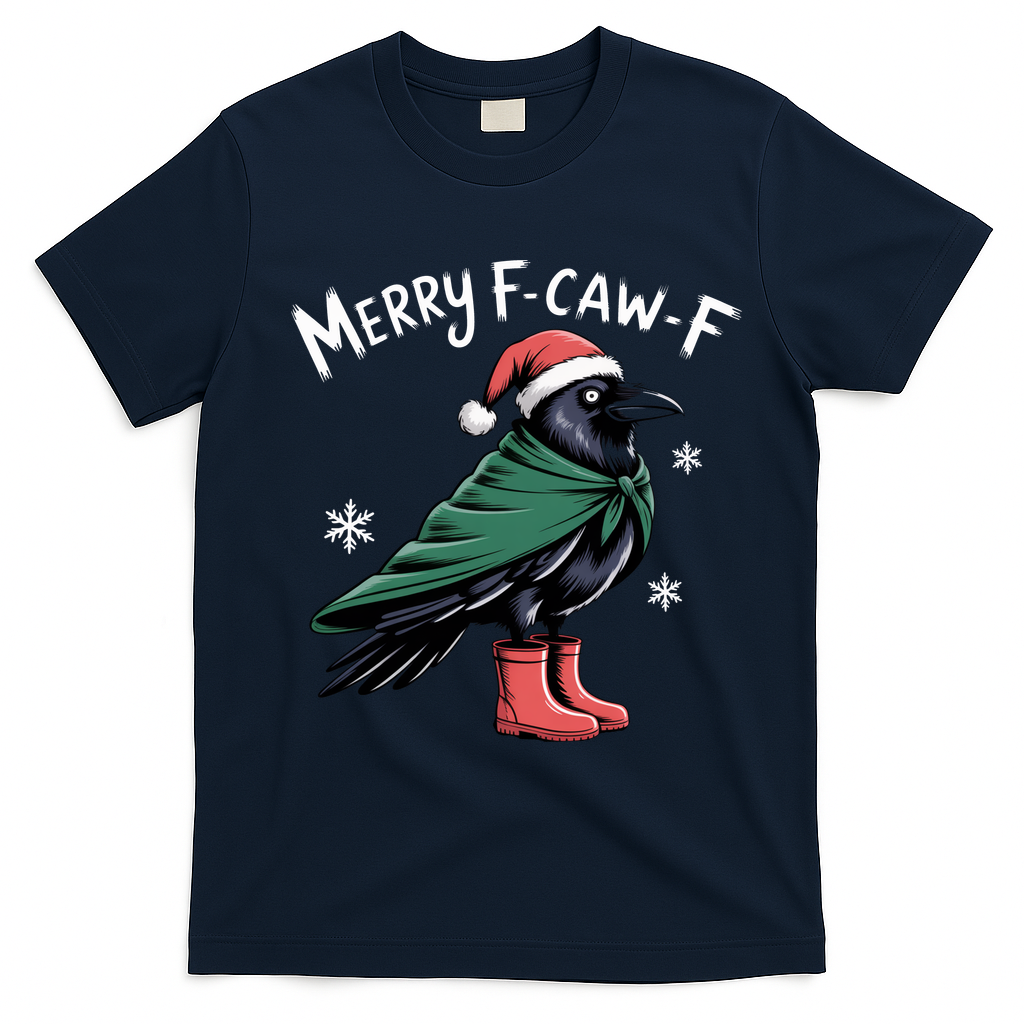 Merry F-Caw-F Christmas! T-Shirt - Navy Blue
