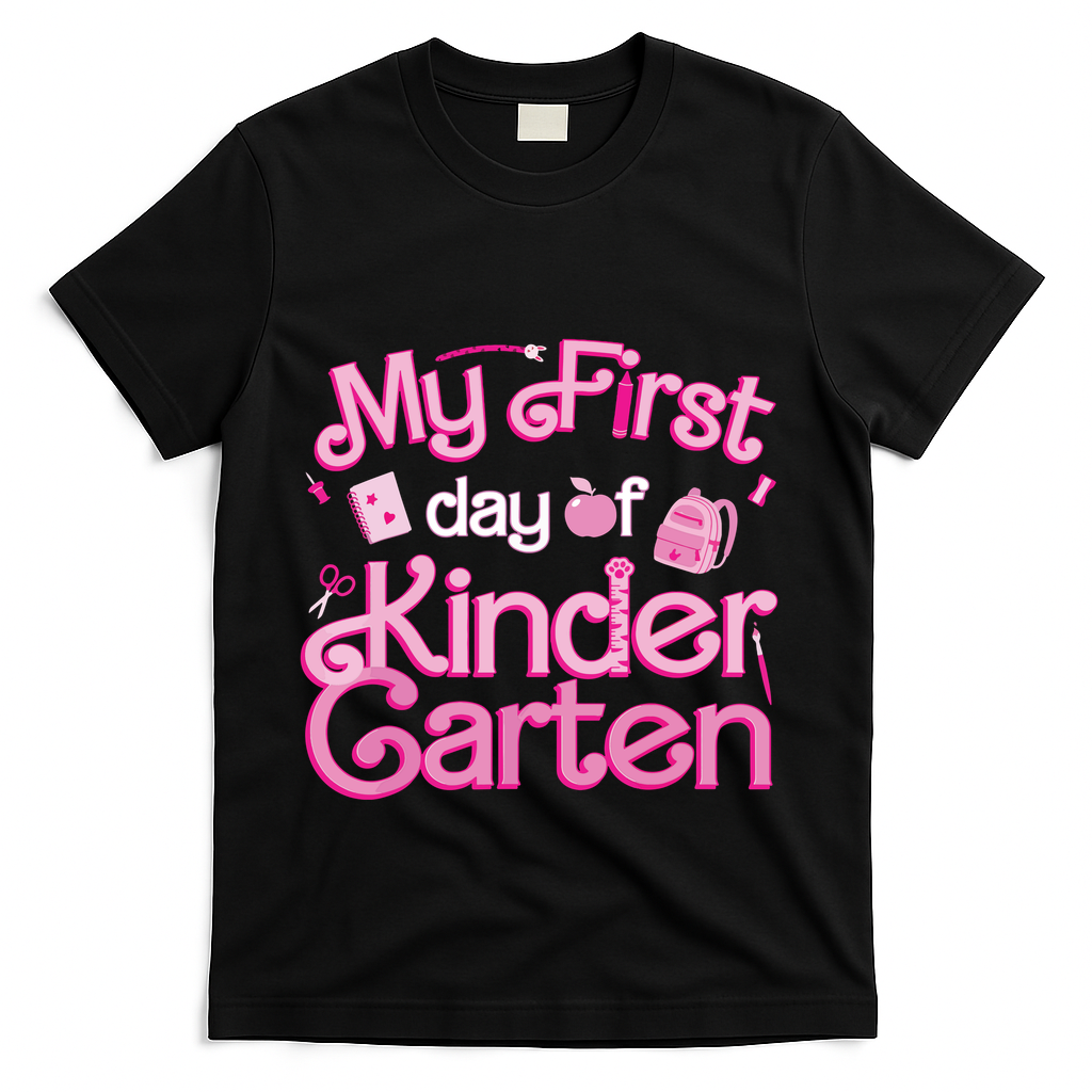My First Day Of Kindergarten Back To School Girl T-Shirt - Black