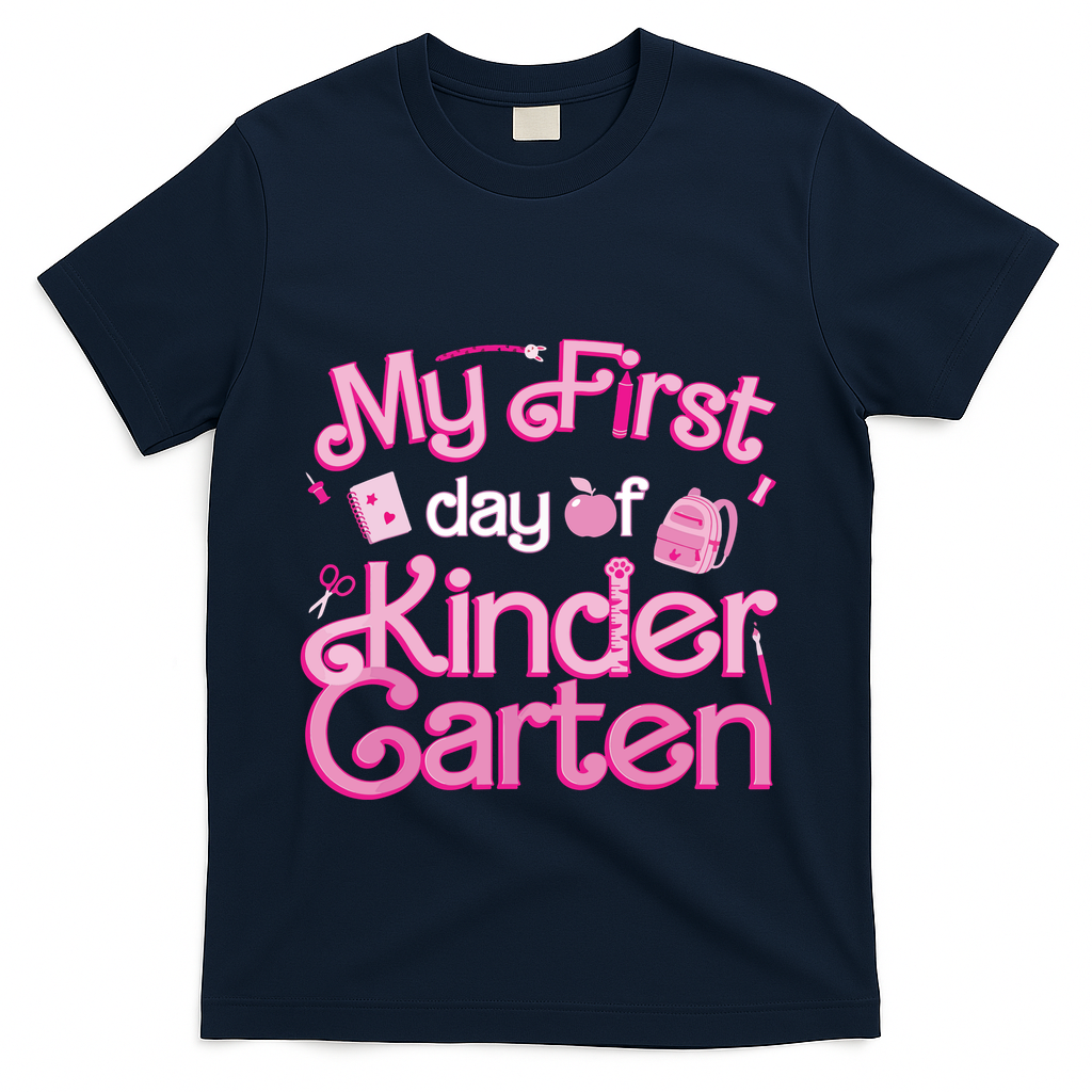 My First Day Of Kindergarten Back To School Girl T-Shirt - Navy