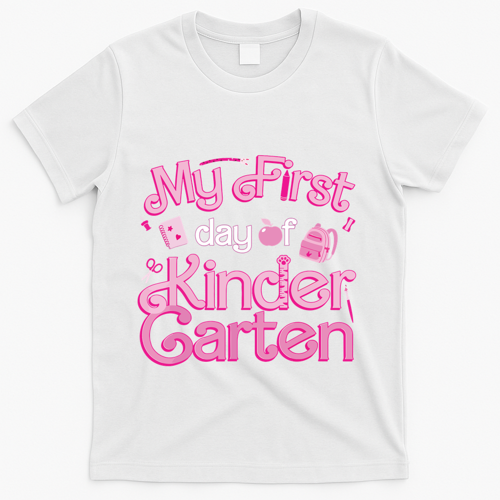 My First Day Of Kindergarten Back To School Girl T-Shirt - White