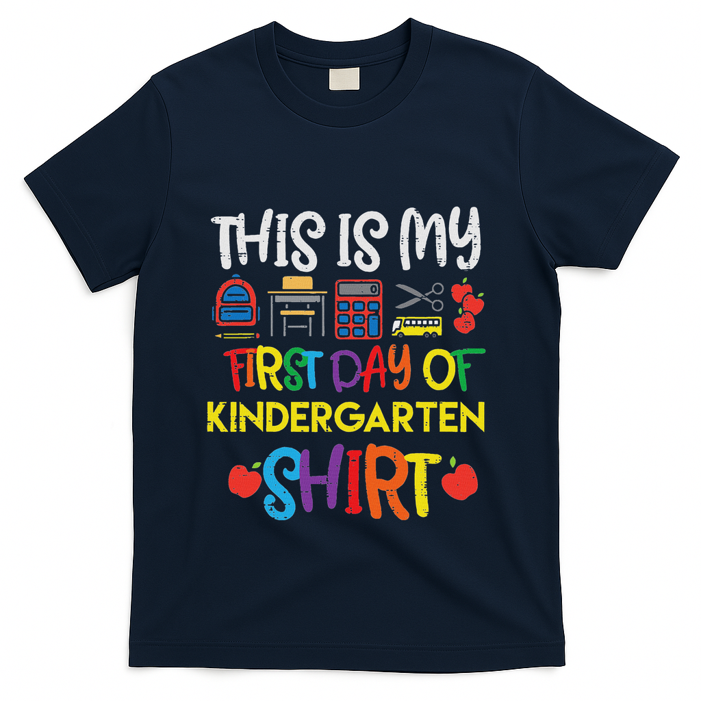 My First Day Of Kindergarten Back To T-Shirt - Navy