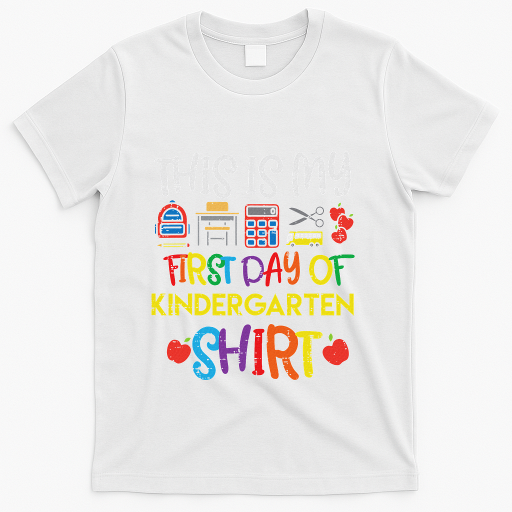 My First Day Of Kindergarten Back To T-Shirt - White