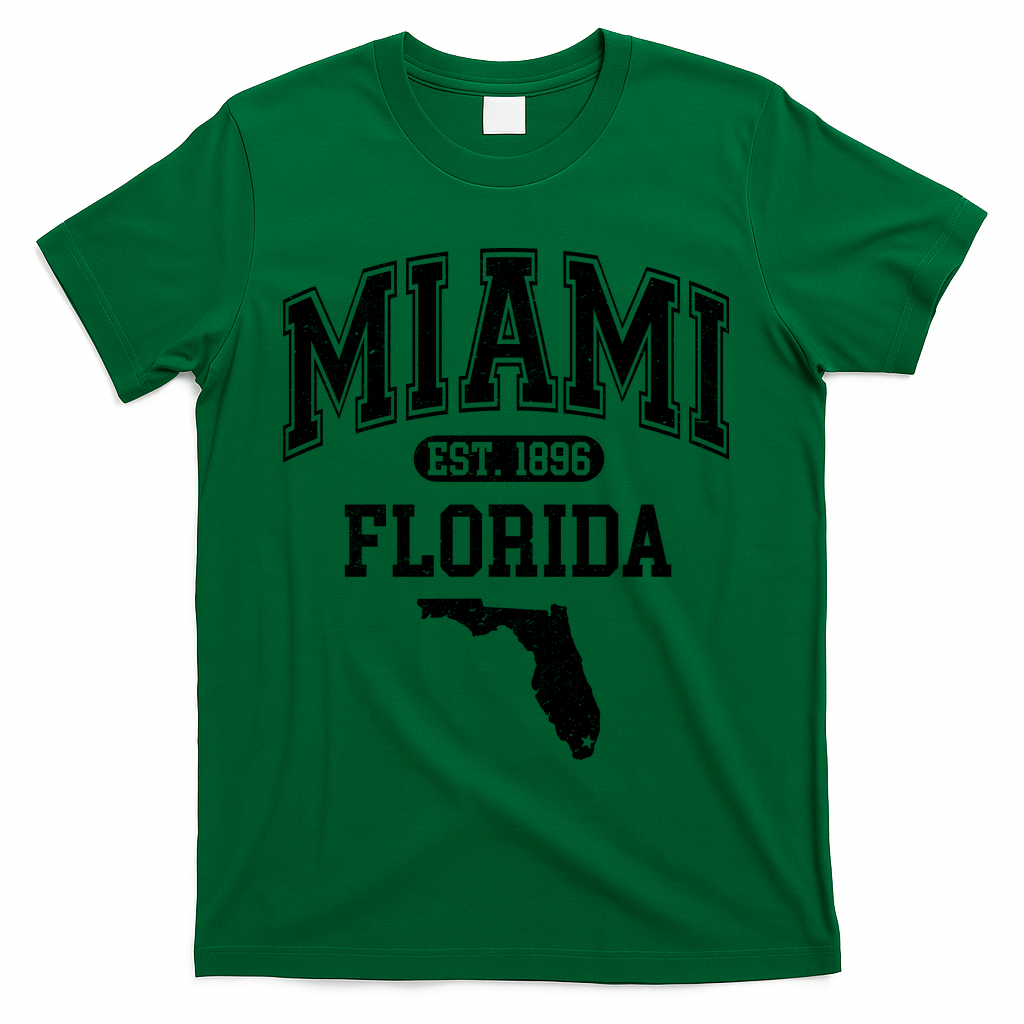 Miami Florida Est 1896 Varsity T-Shirt - Green