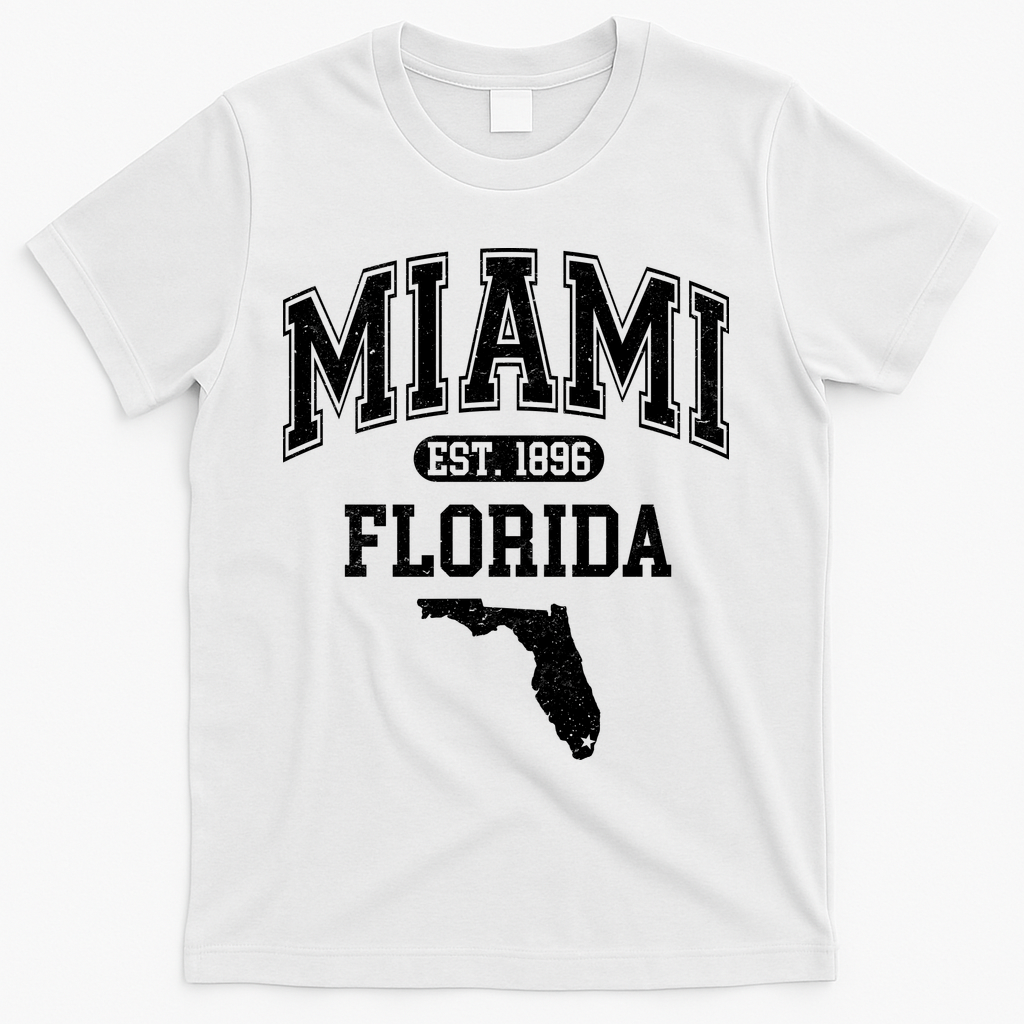 Miami Florida Est 1896 Varsity T-Shirt - White