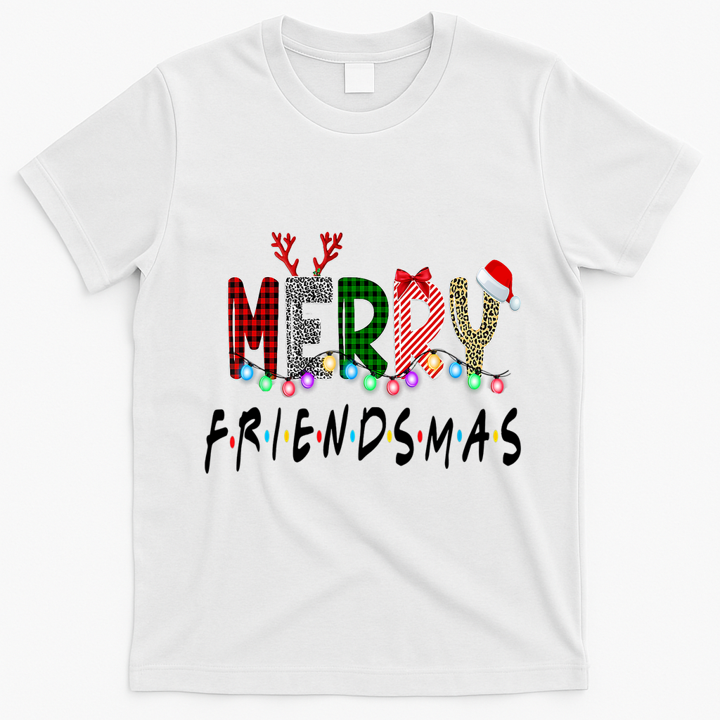 Merry Friendsmas Friends Christmas Matching Xmas Gift T-Shirt - White