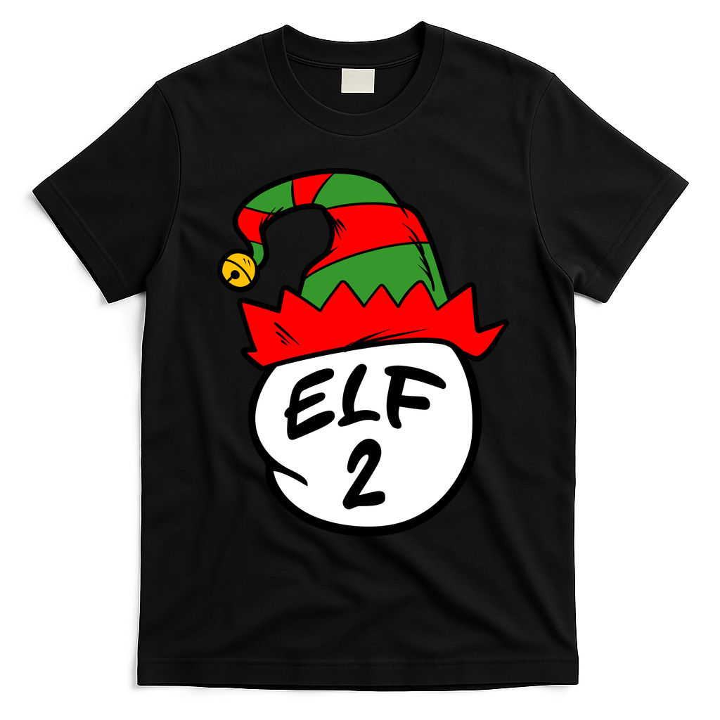 Matching Family Group Elf Hat 2 T-Shirt - Black