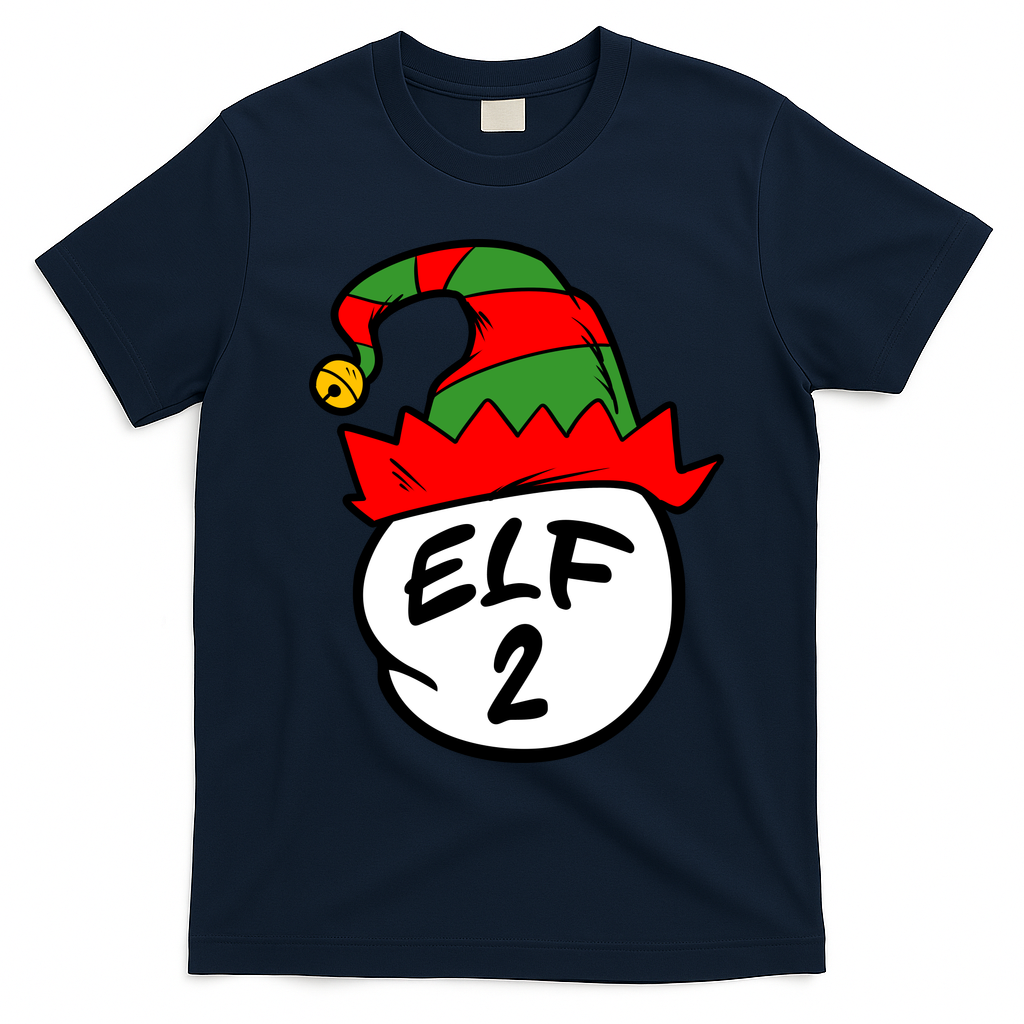 Matching Family Group Elf Hat 2 T-Shirt - Navy Blue