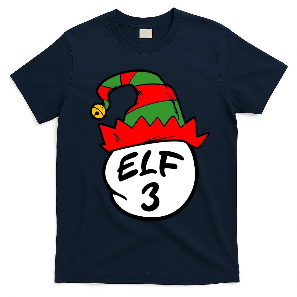 Matching Family Group Elf Hat 3 T-Shirt - Navy Blue