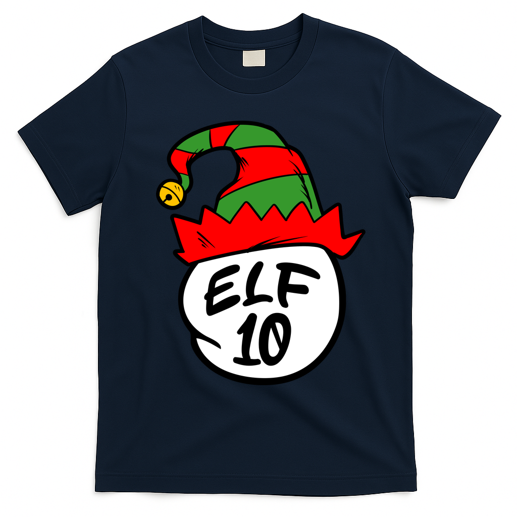 Matching Family Group Elf Hat 10 T-Shirt - Navy Blue