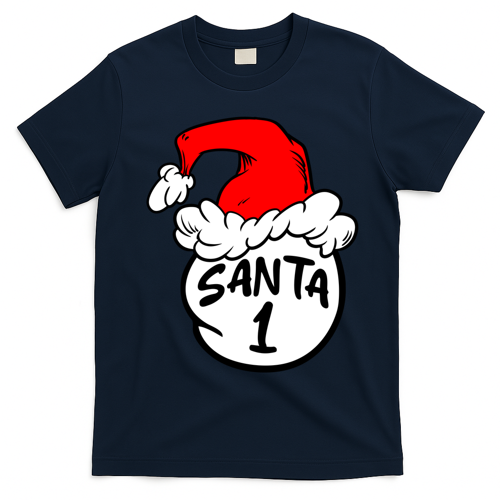 Matching Family Group Santa Hat 1 T-Shirt - Navy Blue