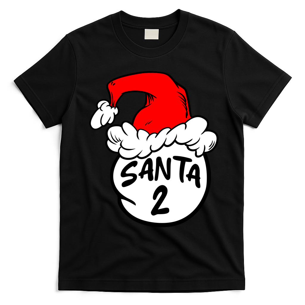 Matching Family Group Santa Hat 2 T-Shirt - Black