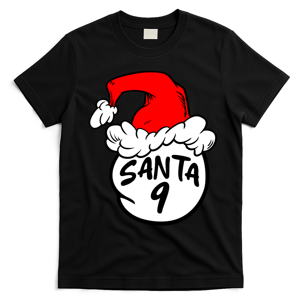 Matching Family Group Santa Hat 9 T-Shirt - Black